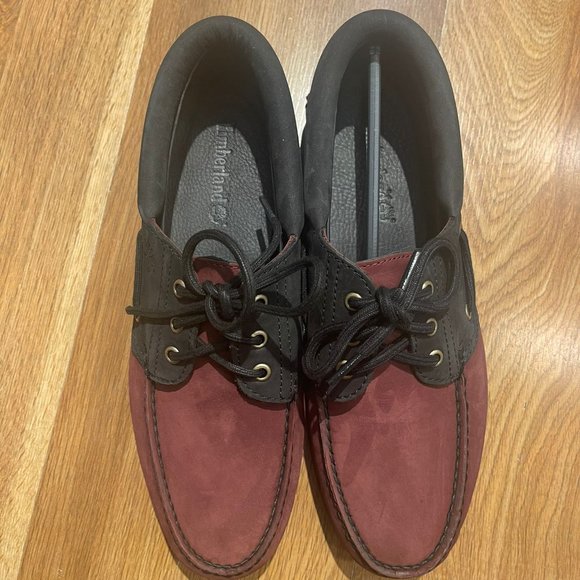 TIMBERLAND MEN\'S AUTHENTIC HANDSEWN BOAT SHOE BURGUNDY NUBUCK A5WBN ALL SIZES main image 5
